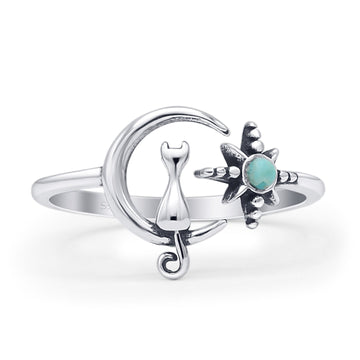 Cat On Moon & Star Ring